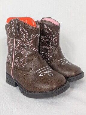 Baby Girls Pink/Brown Western Boots NWT